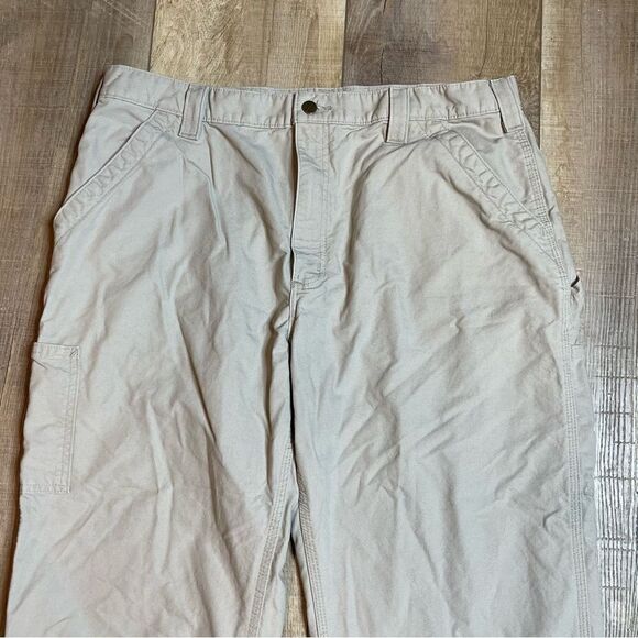 Carhartt Tan Carpenter Canvas Work Pants Jeans Size 40X30 B151 Hiking Painters - Picture 4 of 10